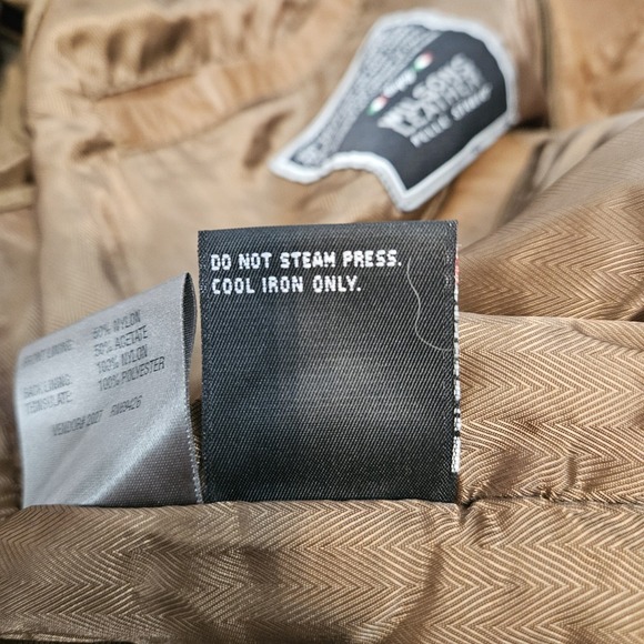 Wilsons Camel Italian Leather Button Front Jacket Removeable Thinsulate Lining - Picture 6 of 13